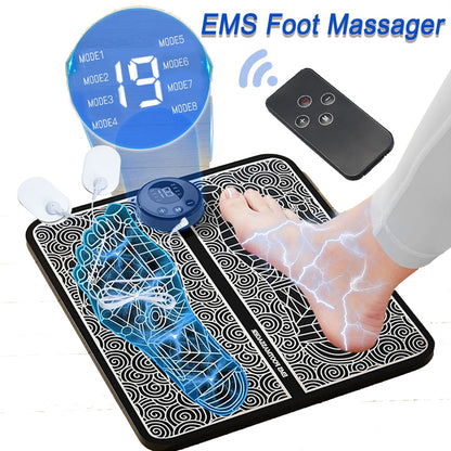 Foot Massager Pad Portable | Foldable Massage Mat Pulse Muscle Stimulation | Improve Blood Circulation Relief Pain Relax Feet | ws