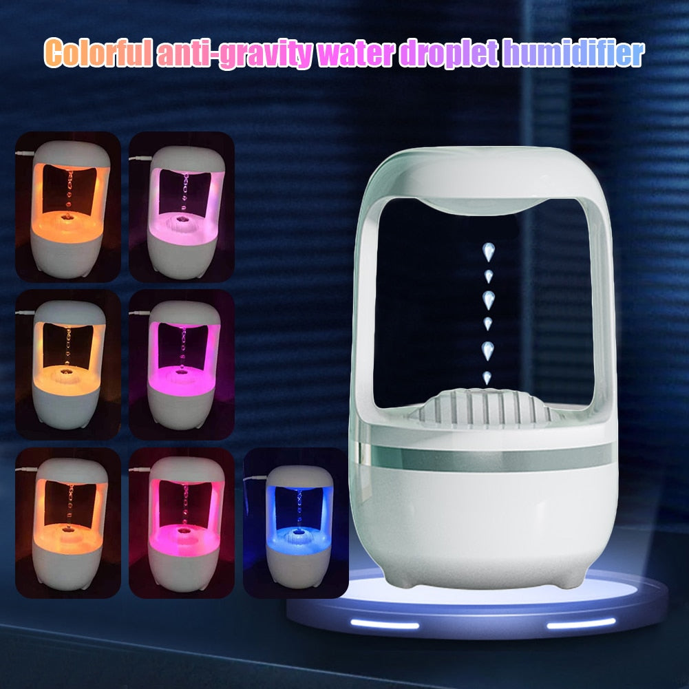 Anti-Gravity Water Air Humidifier Droplets Ultrasonic | 500/800ML |  LED Display For Home Office Bedroom | Ws