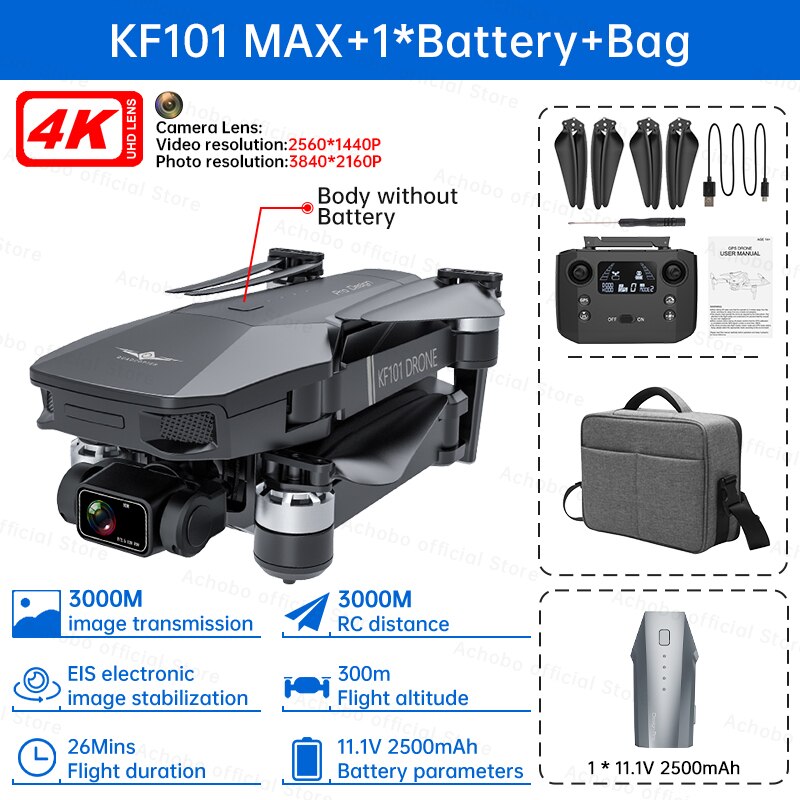 KF101 Max GPS Drone 4k Profesional | HD EIS Camera Anti-Shake 5G Wifi 3-Axis Gimbal | Aerial Photography Brushless |Ws