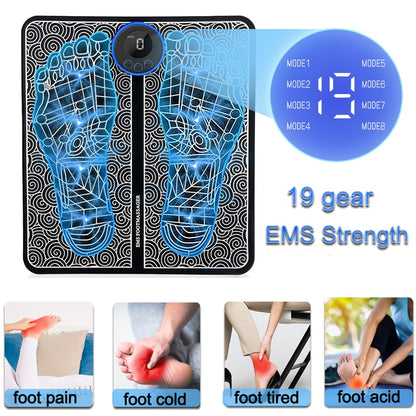 Foot Massager Pad Portable | Foldable Massage Mat Pulse Muscle Stimulation | Improve Blood Circulation Relief Pain Relax Feet | ws