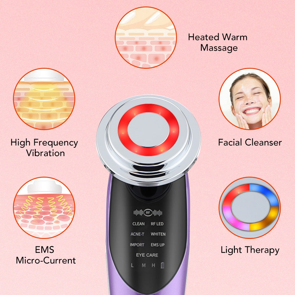 7 in 1 Face Lift Devices | Microcurrent Skin Rejuvenation | Facial Massager Light Therapy | Anti Aging Wrinkle | Ws